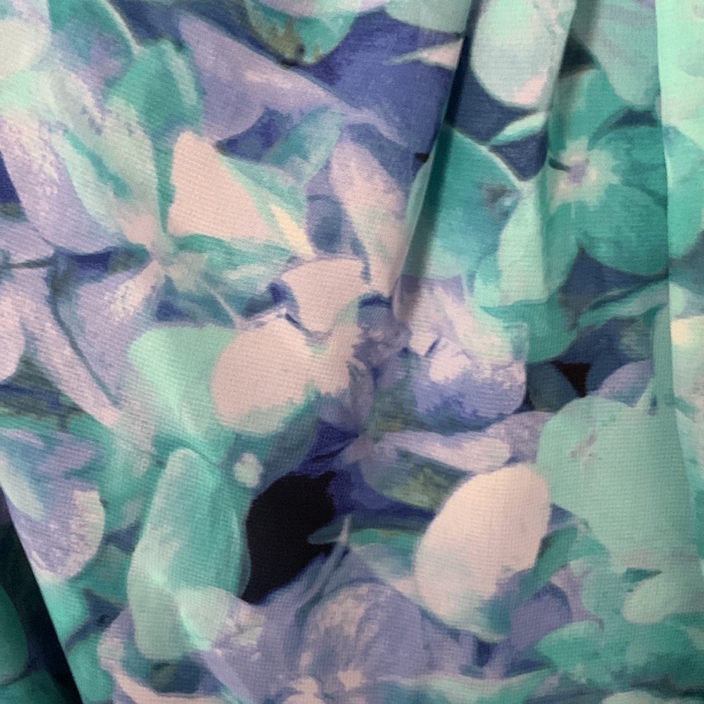 Christopher & Banks Blue Floral Watercolor Midi Belted Dress - Picture 5 of 7
